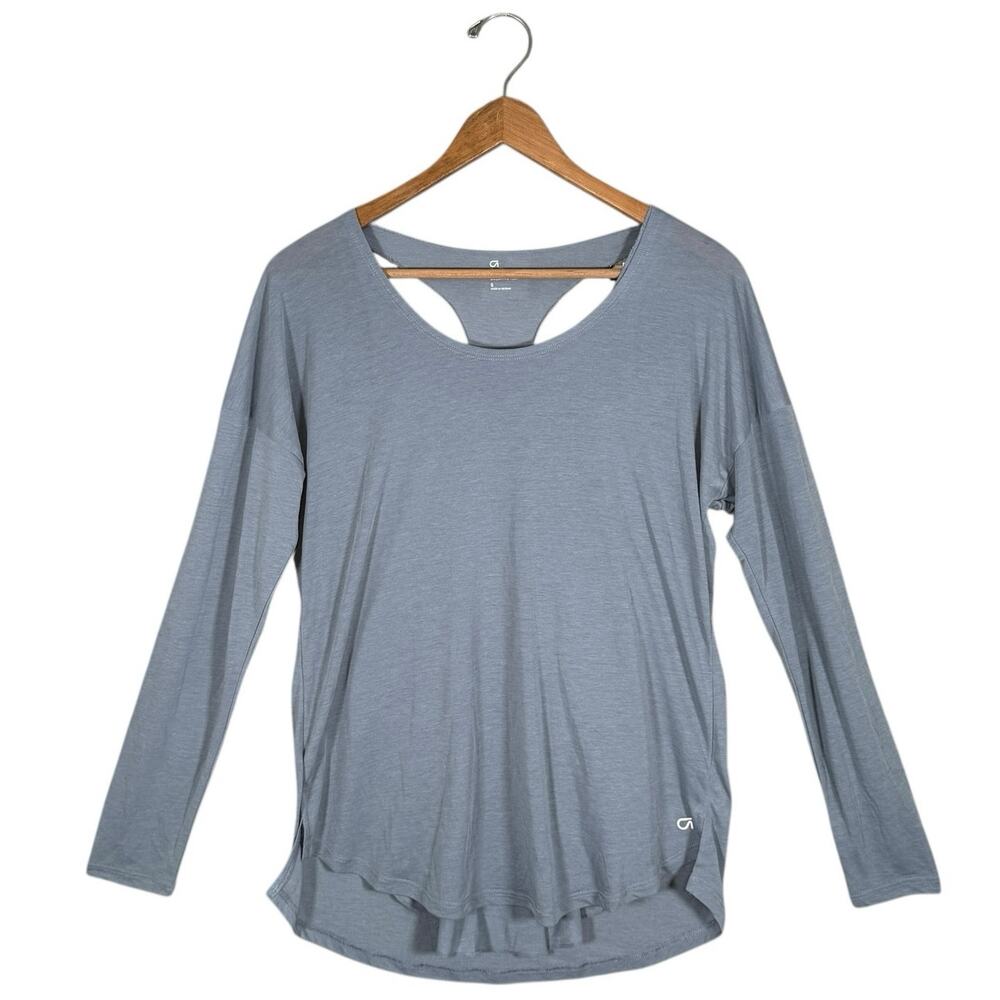 GAPFit Breathe Air Long Sleeve Open Back Athletic Top NWT Light Blue Small - Picture 9 of 10